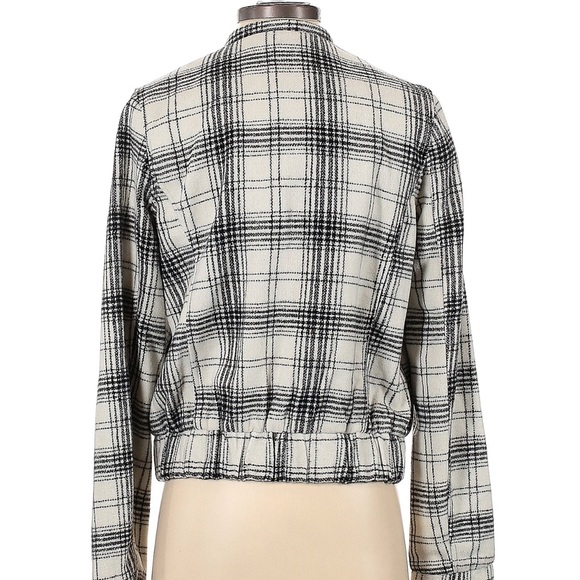 Jack by BB Dakota Plaid Black & White Bomber Zip Up Jacket Size XS - Picture 2 of 8